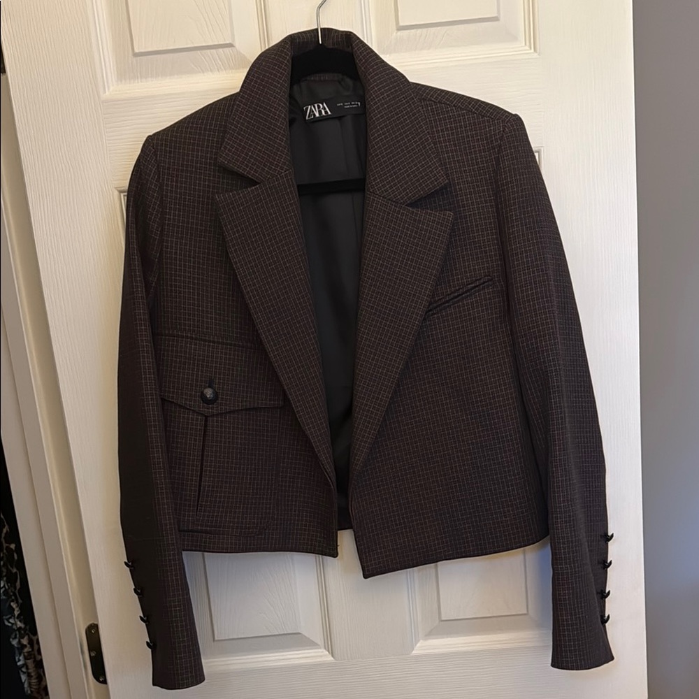 Zara Women's Brown crop Jacket